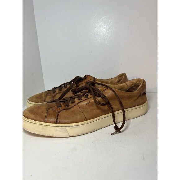 Santoni Shoes Mens Sz 8.5 Leather Lace Up Sneakers Boat Casual Made In Italy - Picture 4 of 13